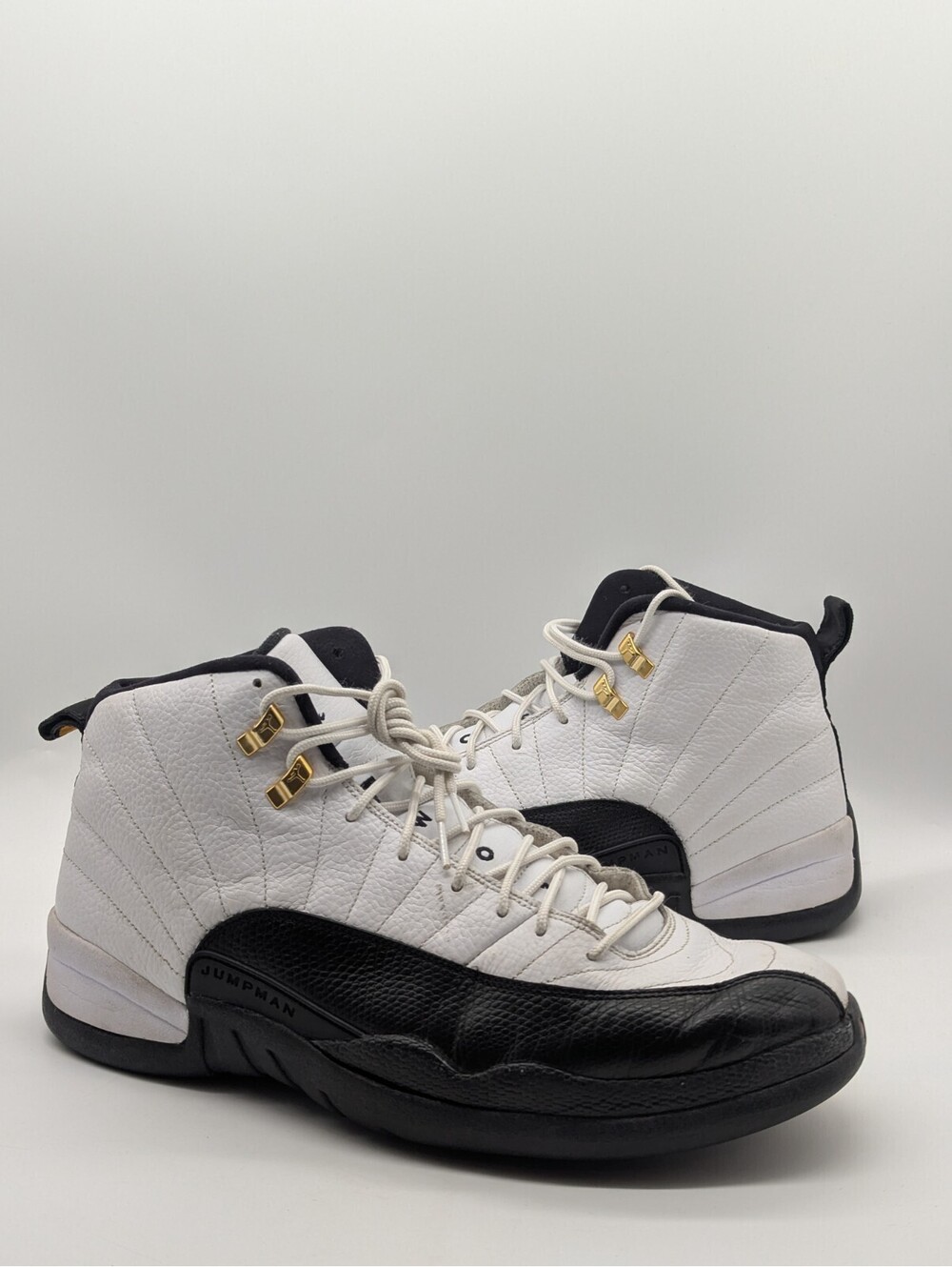 Mens Size 14 Nike Air Jordan Retro XII 12 Taxi White Black Sneakers 130690-125
